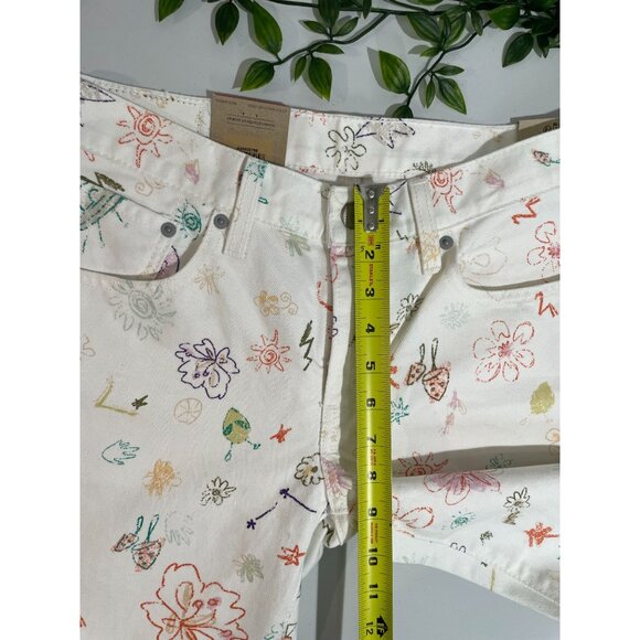 Levi’s 27/30 Middy Straight White Printed Denim Cotton Jeans NWT - Picture 10 of 14